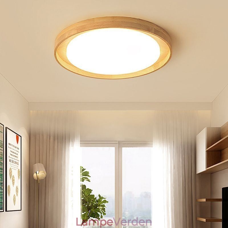 Moderne Loftslampe Træ Akryl Rund Loftslampe