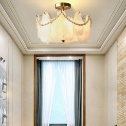 Europæisk jernloftslampe Elegant glasloftslampe