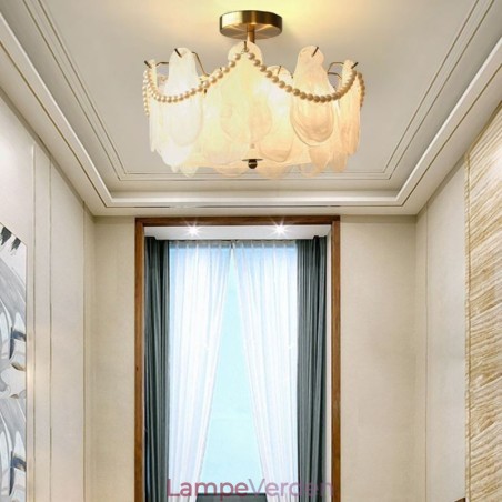 Europæisk jernloftslampe Elegant glasloftslampe Europæisk jernloftslampe Elegant glasloftslampe