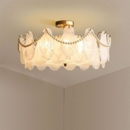 Europæisk jernloftslampe Elegant glasloftslampe