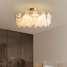 Europæisk jernloftslampe Elegant glasloftslampe