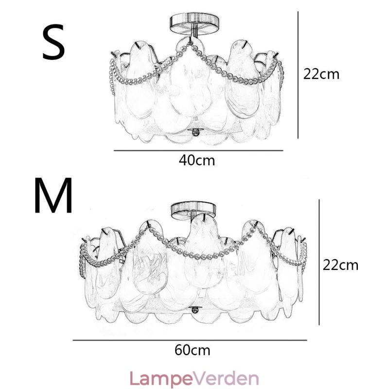 Europæisk jernloftslampe Elegant glasloftslampe