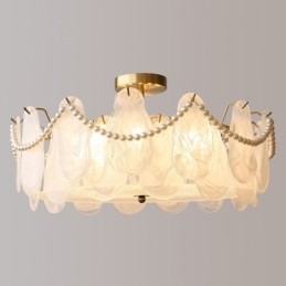 Europæisk jernloftslampe Elegant glasloftslampe