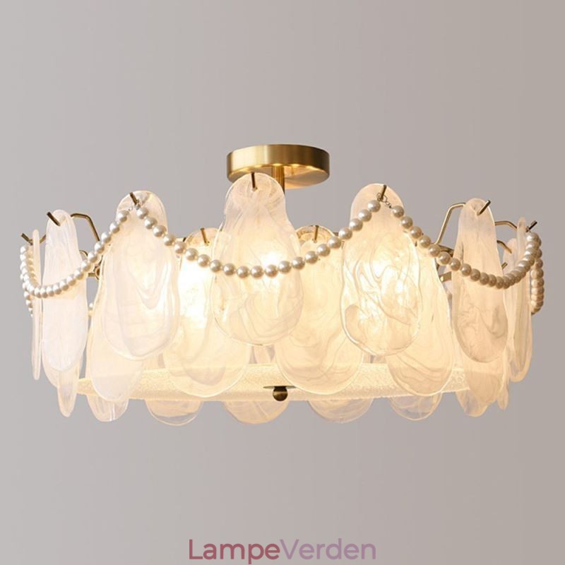 Europæisk jernloftslampe Elegant glasloftslampe