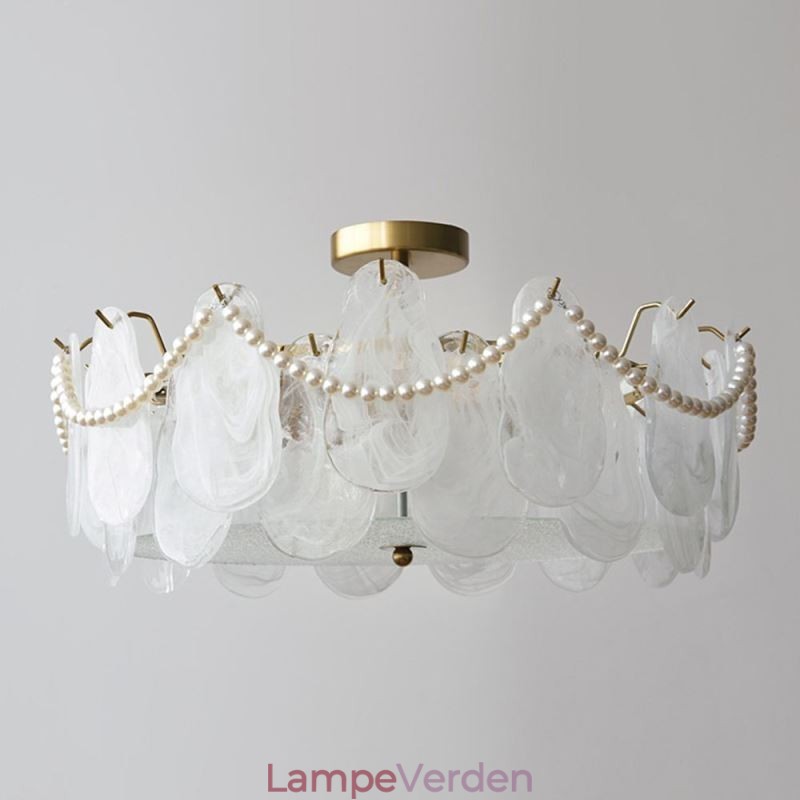 Europæisk jernloftslampe Elegant glasloftslampe