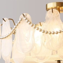 Europæisk jernloftslampe Elegant glasloftslampe