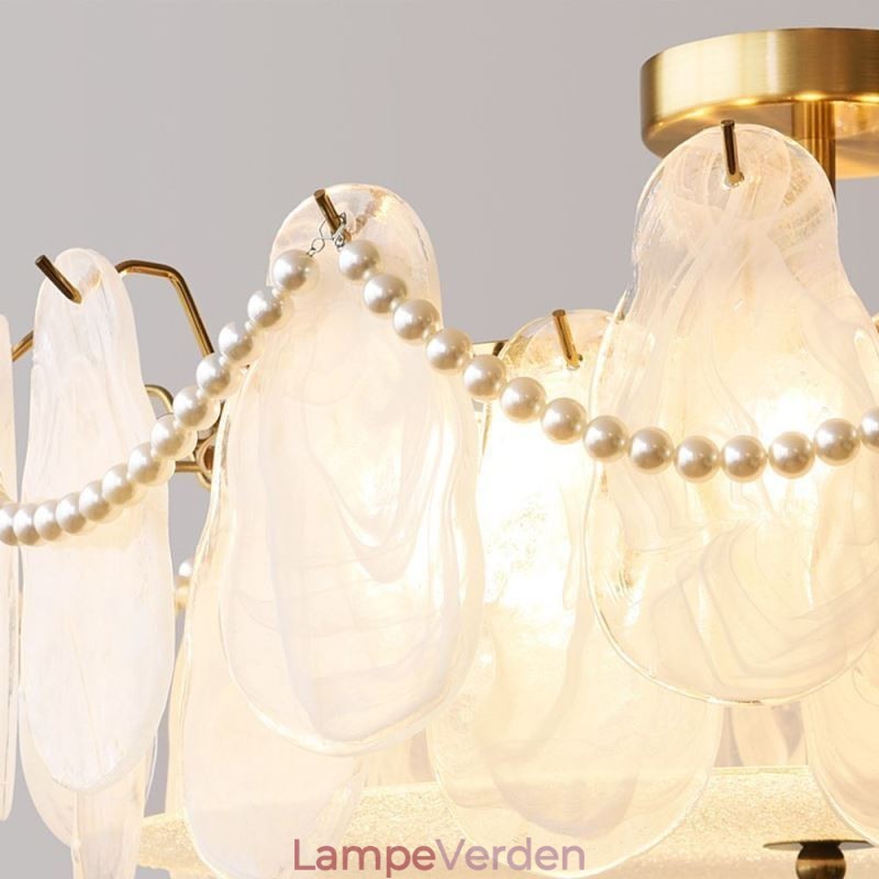 Europæisk jernloftslampe Elegant glasloftslampe