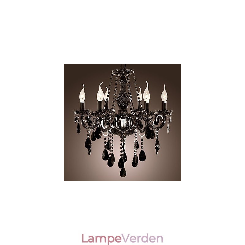 Lysekrone Sort Krystal Moderne 6 lys