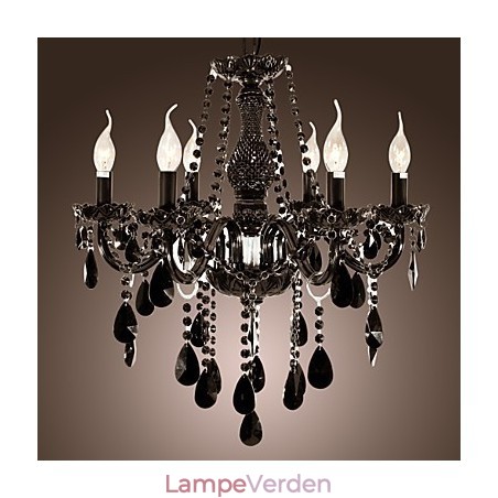 Lysekrone Sort Krystal Moderne 6 lys
