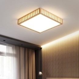 Japansk Loftslampe Firkantet Træ Loftslampe