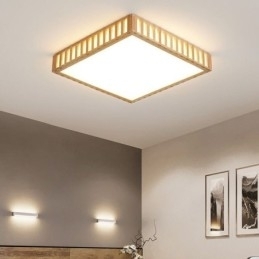 Japansk Loftslampe Firkantet Træ Loftslampe