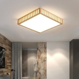 Japansk Loftslampe Firkantet Træ Loftslampe
