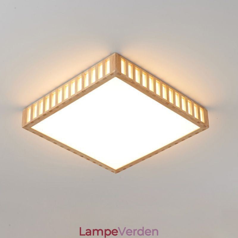 Japansk Loftslampe Firkantet Træ Loftslampe
