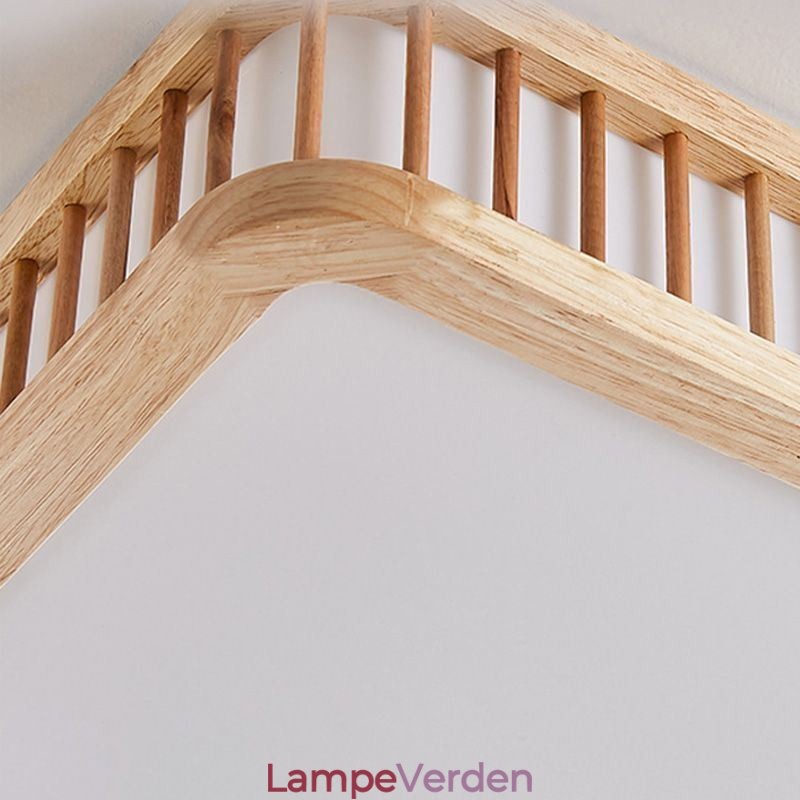 Japansk Loftslampe Firkantet Træ Loftslampe