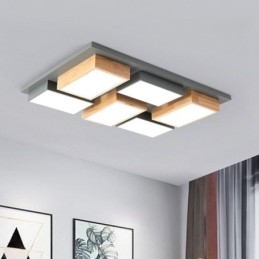 Moderne akryl loftslampe geometrisk træ loftslampe