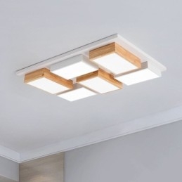 Moderne akryl loftslampe geometrisk træ loftslampe