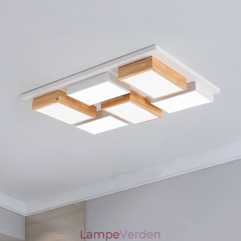 Moderne akryl loftslampe geometrisk træ loftslampe