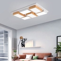 Moderne akryl loftslampe geometrisk træ loftslampe