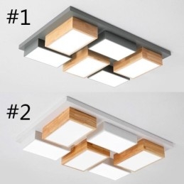 Moderne akryl loftslampe geometrisk træ loftslampe