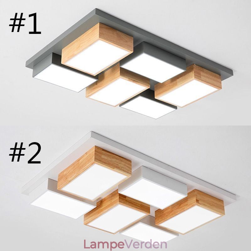 Moderne akryl loftslampe geometrisk træ loftslampe