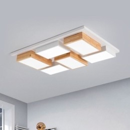 Moderne akryl loftslampe geometrisk træ loftslampe