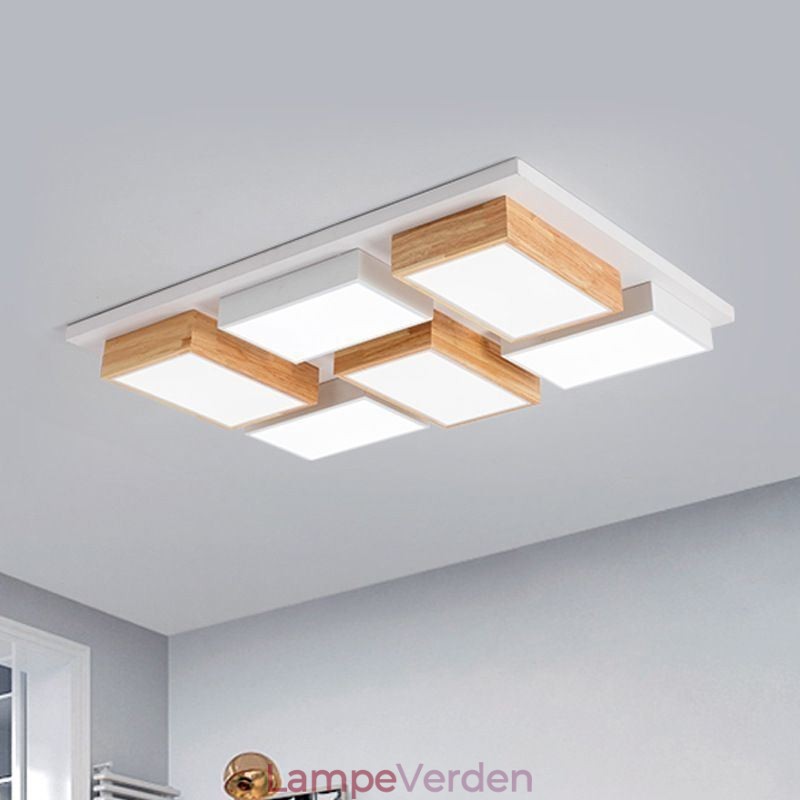 Moderne akryl loftslampe geometrisk træ loftslampe