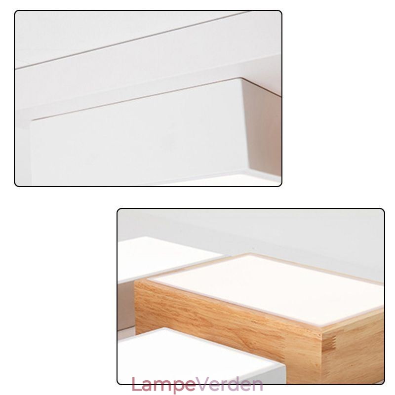 Moderne akryl loftslampe geometrisk træ loftslampe