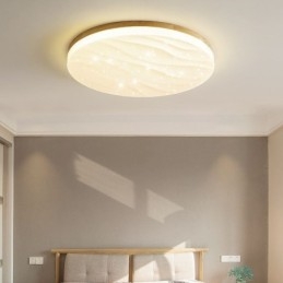 Japansk træloftslampe akryl rund bølgepaploftslampe