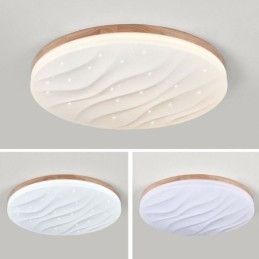 Japansk træloftslampe akryl rund bølgepaploftslampe