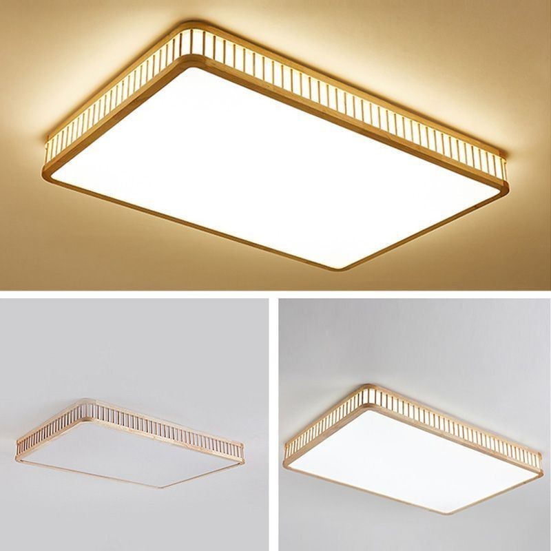 Japansk akryl loftslampe rektangulært gummi træ loftslampe