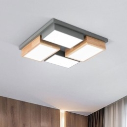 Moderne Loftslampe Geometrisk Træ Loftslampe