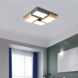Moderne Loftslampe Geometrisk Træ Loftslampe