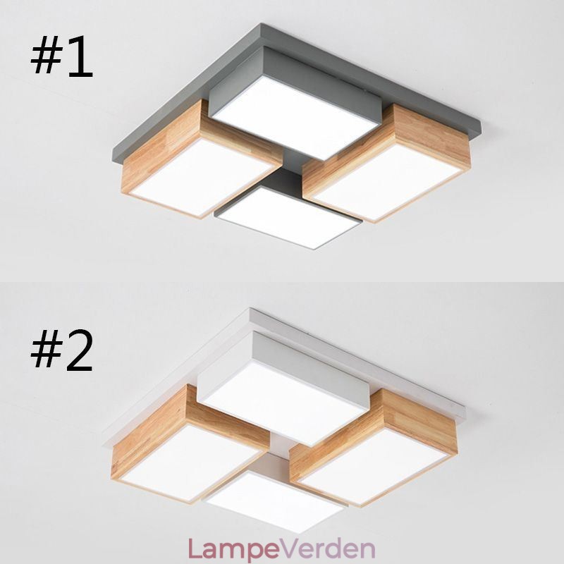 Moderne Loftslampe Geometrisk Træ Loftslampe