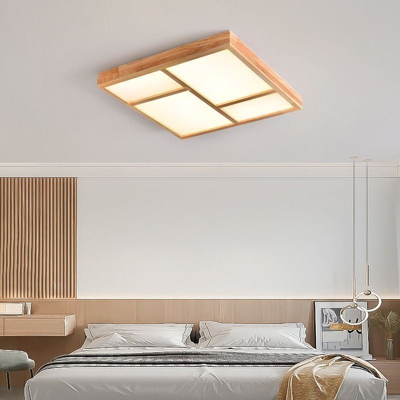Japansk akryl loftslampe geometrisk træ loftslampe