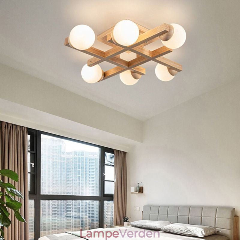 Japansk træloftslampe Magic Bean Molecular Loftlampe
