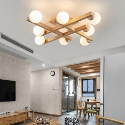 Japansk træloftslampe Magic Bean Molecular Loftlampe