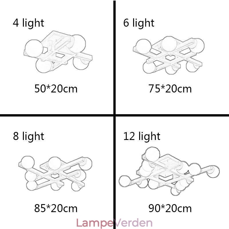 Japansk træloftslampe Magic Bean Molecular Loftlampe