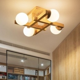 Japansk træloftslampe Magic Bean Molecular Loftlampe