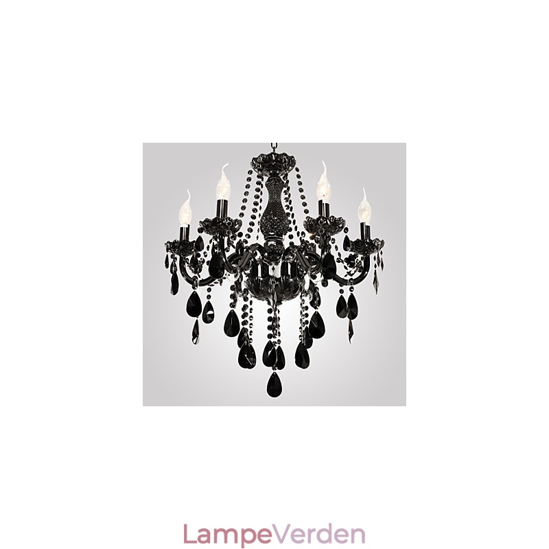 Lysekrone Sort Krystal Moderne 6 lys