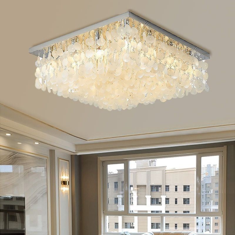 Moderne hvid skal-loftslysarmatur Flush Mount lysekrone