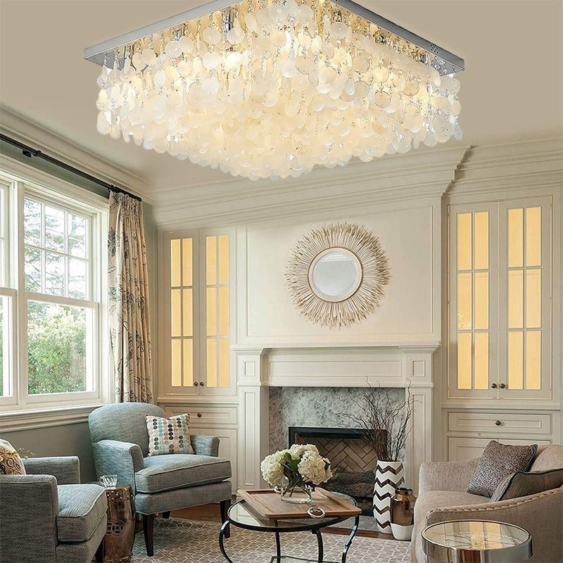 Moderne hvid skal-loftslysarmatur Flush Mount lysekrone