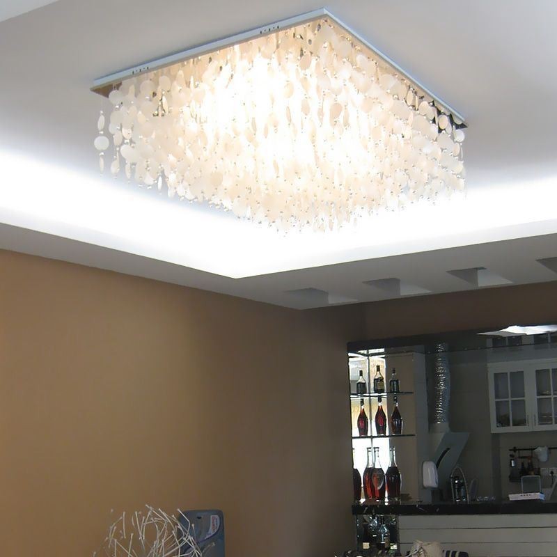 Moderne hvid skal-loftslysarmatur Flush Mount lysekrone