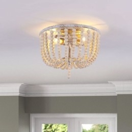 Bondegård træperler Flush Mount Celling Light 3 lysarmatur