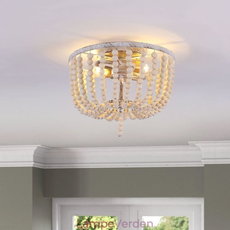 Bondegård træperler Flush Mount Celling Light 3 lysarmatur