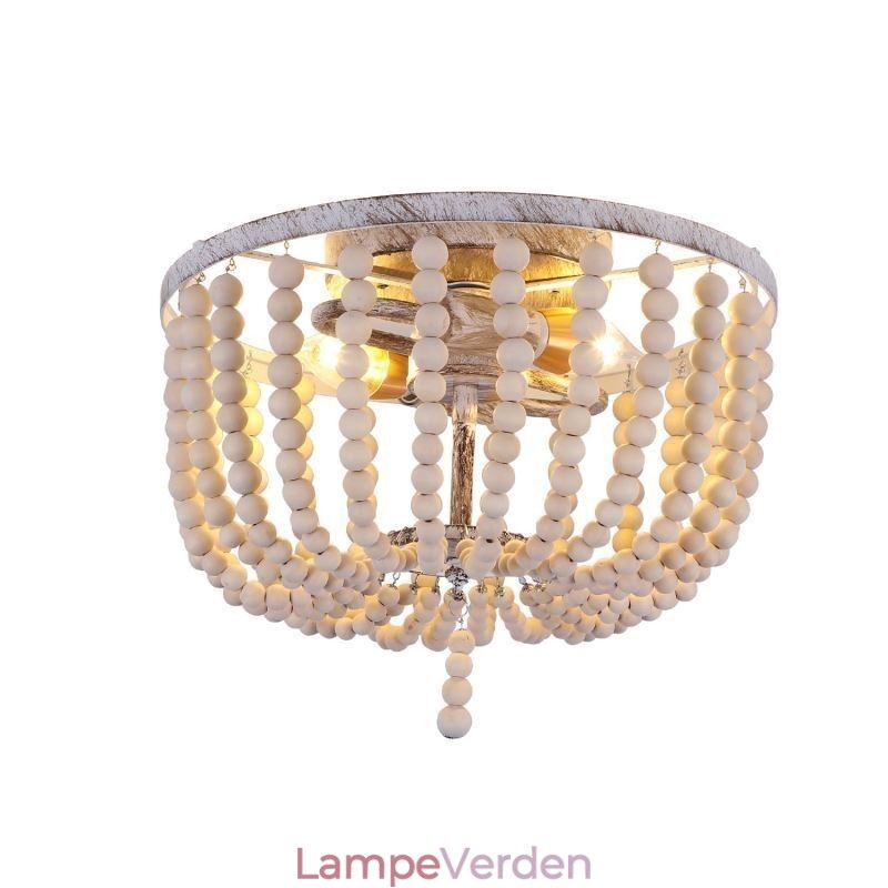 Bondegård træperler Flush Mount Celling Light 3 lysarmatur