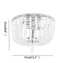 Bondegård træperler Flush Mount Celling Light 3 lysarmatur