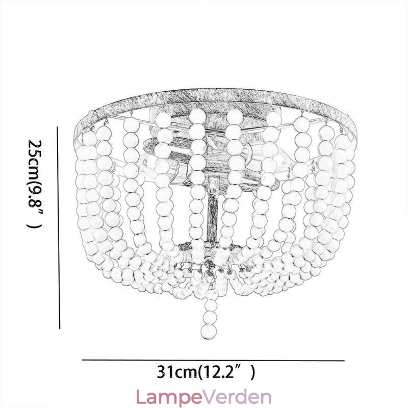Bondegård træperler Flush Mount Celling Light 3 lysarmatur