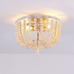 Bondegård træperler Flush Mount Celling Light 3 lysarmatur