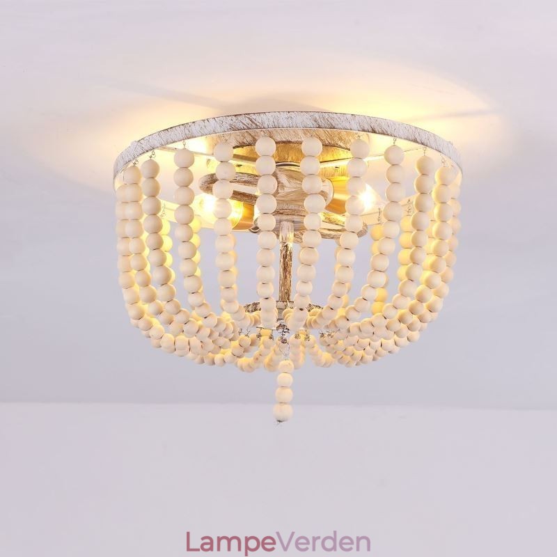 Bondegård træperler Flush Mount Celling Light 3 lysarmatur