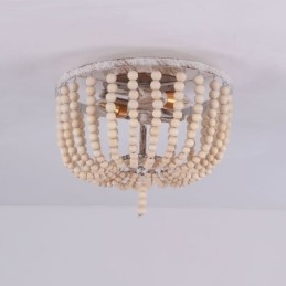 Bondegård træperler Flush Mount Celling Light 3 lysarmatur